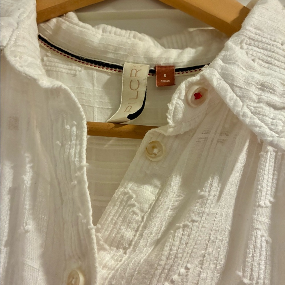 Cream Textured Button-Up Shirt from Anthropologie